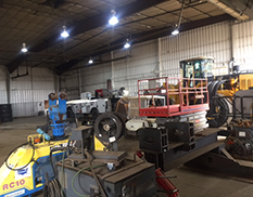 back picture of the shop with small equipment and attachments